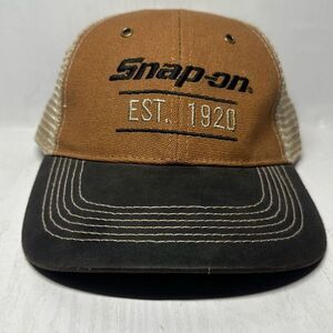 Snap-On Hat EST. 1920 Cap Tools Brown Tan Black‎ Mesh Adjustable Trucker Hat